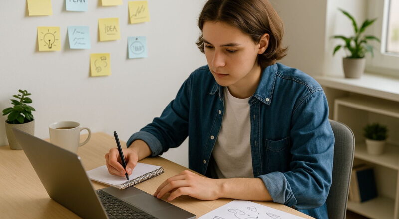 Junge Person bereitet sich darauf vor, ein Online-Business zu starten