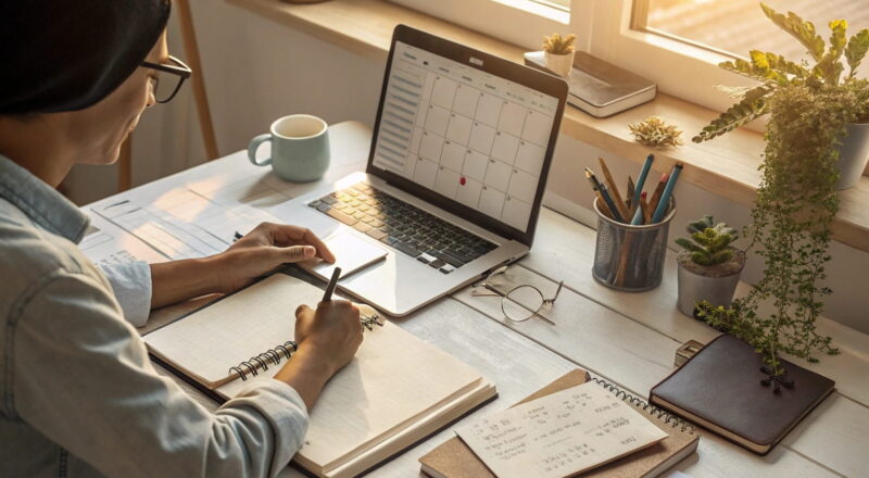 Zeitmanagement für Solo-Selbstständige mit klarer Planung am Arbeitsplatz