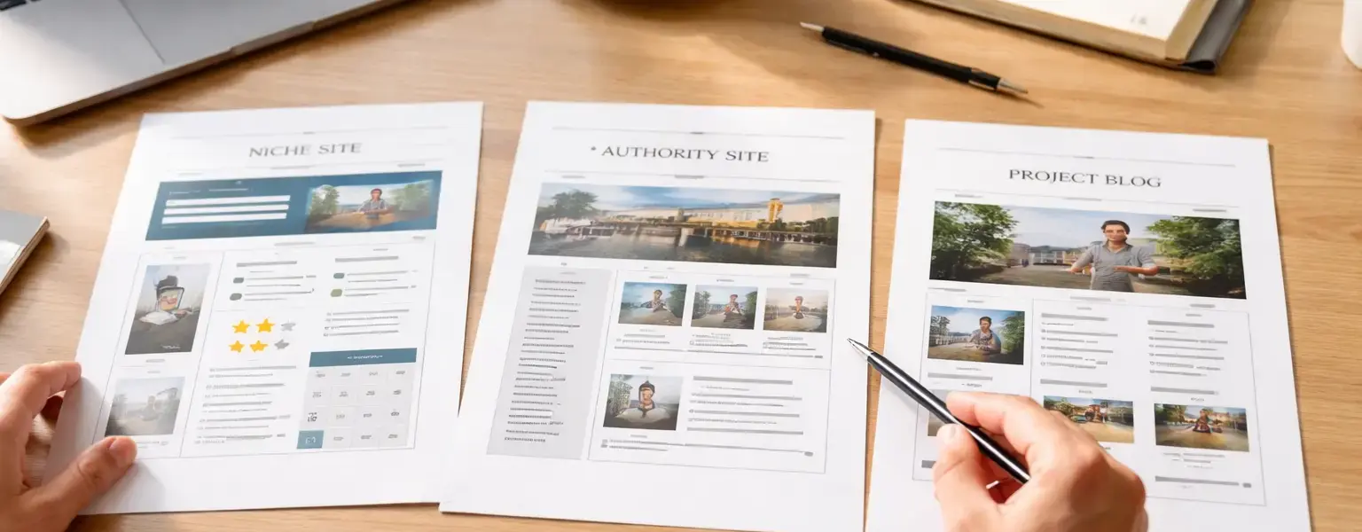 Vergleich von Nischenseite, Autoritätsseite und Projektblog bei der Blogplanung
