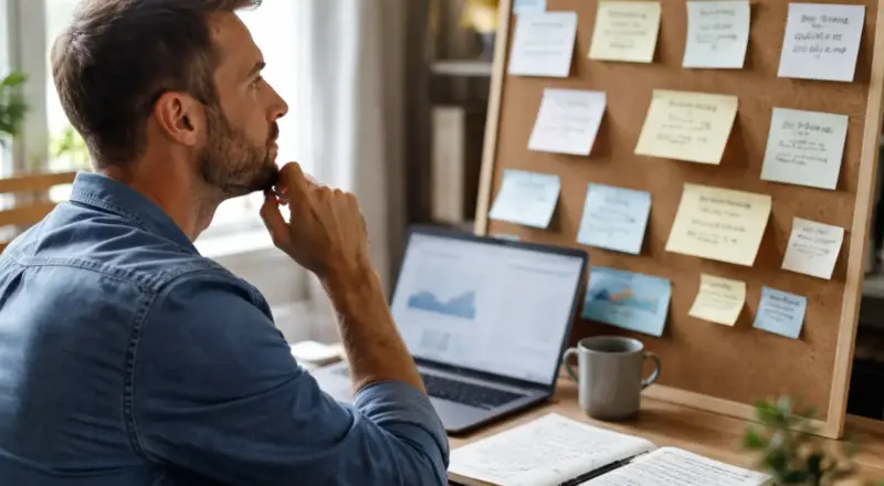 Person analysiert Zielgruppe und Suchintention bei der Nischensuche