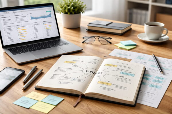 Content-Strategie entwickeln mit KI Themenfindung mit KI: Content-Strategie und Mindmap zur Planung eines Blogartikels