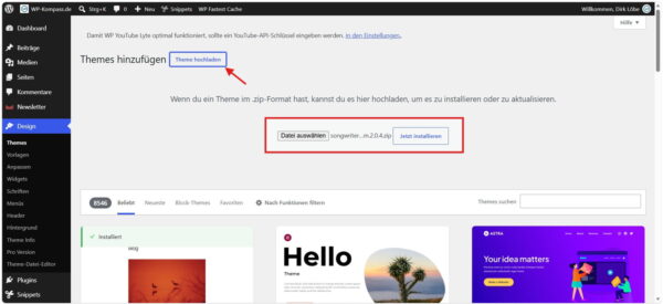 WordPress Theme als ZIP-Datei installieren
