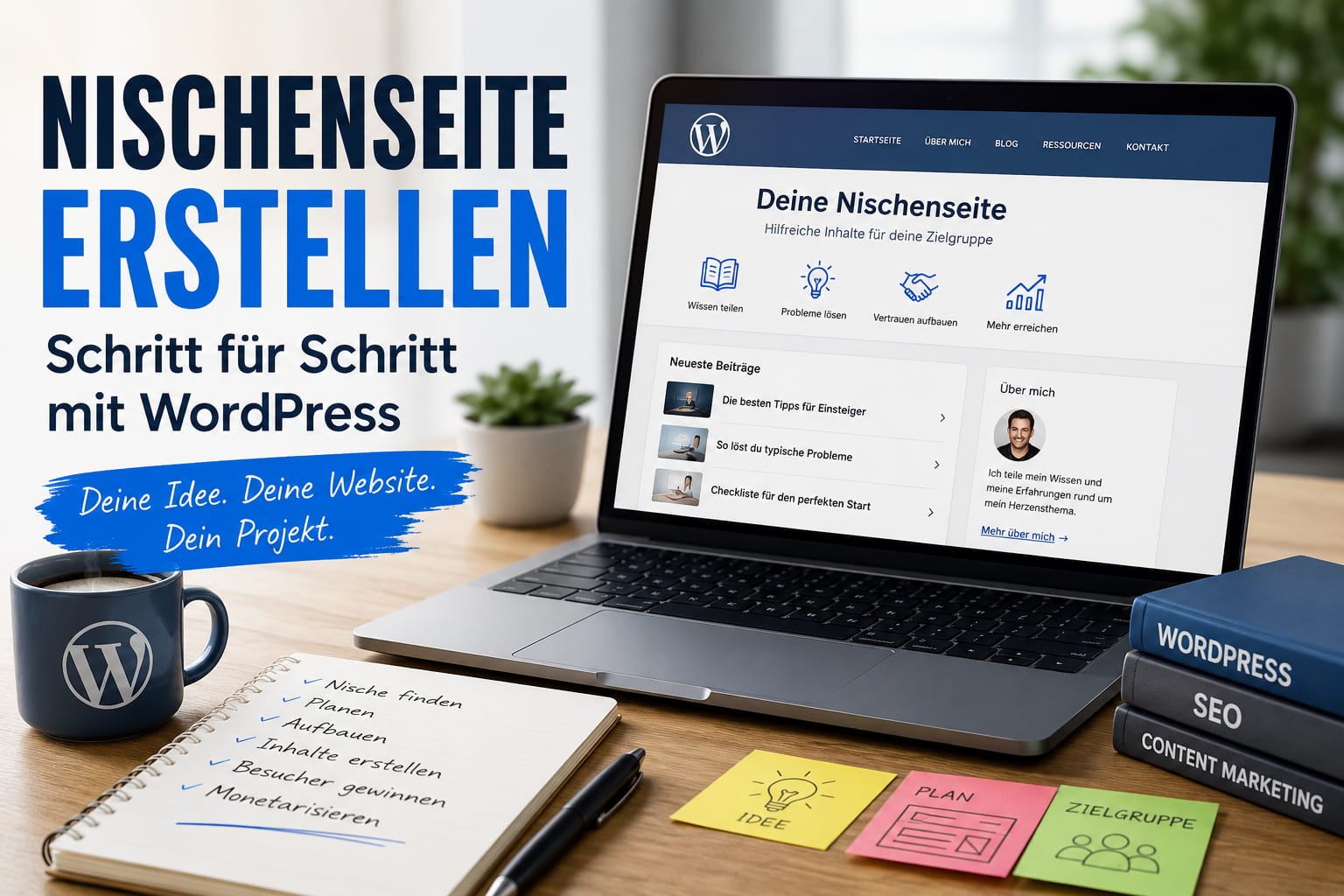 Nischenseite erstellen mit WordPress – Planung und Aufbau am Laptop