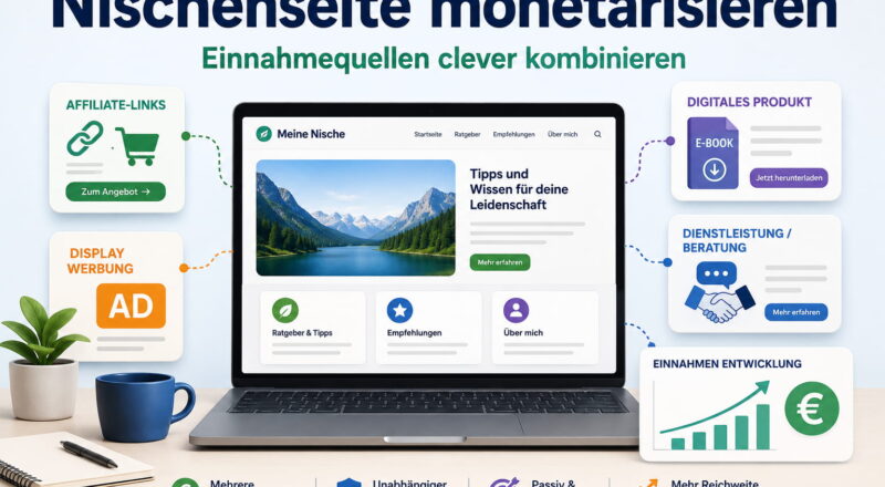 Nischenseite monetarisieren mit Affiliate-Marketing, Werbung, digitalen Produkten und Dienstleistungen
