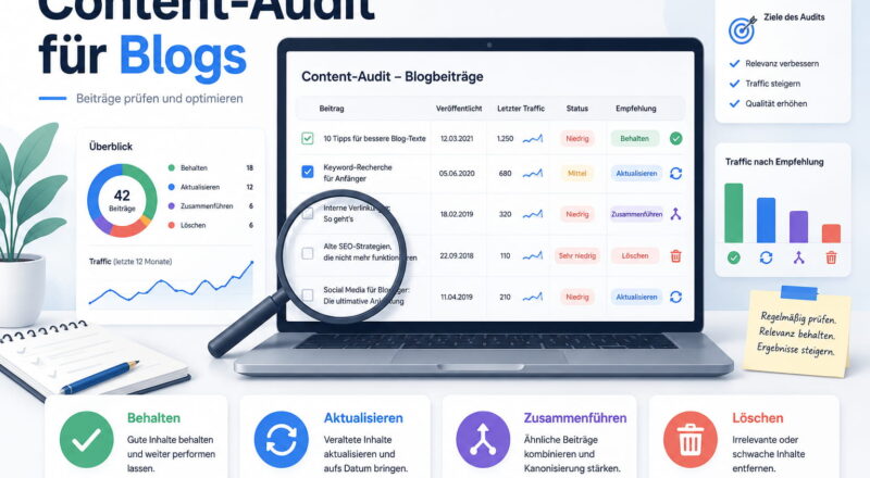 Content-Audit für Blogs: Alte Blogartikel prüfen, aktualisieren, zusammenführen oder löschen