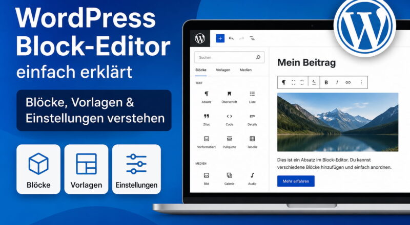 WordPress Block-Editor mit Blöcken, Vorlagen und Einstellungen